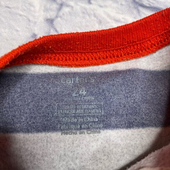 Carter's Striped, Fleece Firetruck Footed Pajamas - Picture 3 of 5